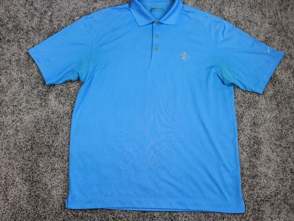 Nike Golf Dri Fit Polo Mens Large Blue Performance Athletic Shirt